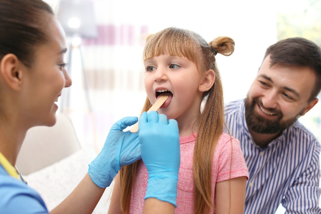 parent and child at doctor visit